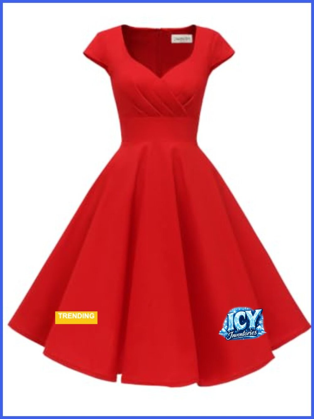 Vintage Retro Cocktail Swing Dress Cap Sleeve Sweetheart Neckline Pockets